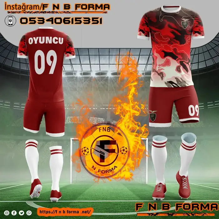 Kırmızı zemin kamuflaj desenli beyaz detaylı forma